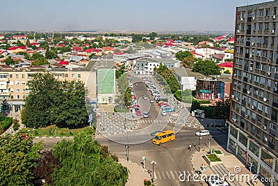 City center of Giurgiu, Romania, aerial view. Editorial Stock Photo