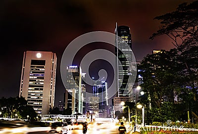 City center of Jakarta at night Editorial Stock Photo