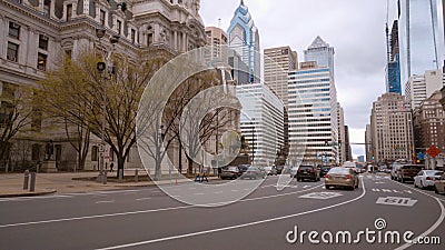 City Center of Philadelphia - street view with Two Liberty Tower - travel photography Editorial Stock Photo