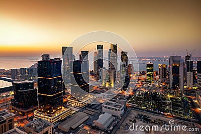 The City Center skyline of Doha, Qatar Editorial Stock Photo