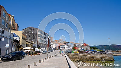City center view of fisherman village of Fisterra in Spain,Galicia,on the Camino de Santiago way route Editorial Stock Photo