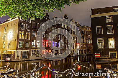 City centre of Amsterdam and Red Light District area Stock Photo