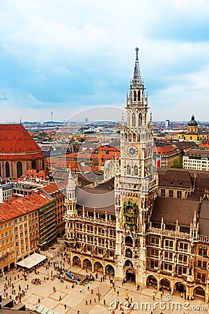 City centre of Munich, Marienplatz, New Town Hall Stock Photo