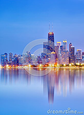 City of Chicago USA, sunset colorful panorama skyline Stock Photo