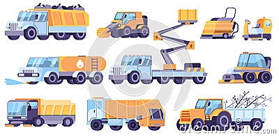 City Clean Equipment Flat Set Vector Illustration