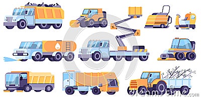 City Clean Equipment Flat Set Vector Illustration