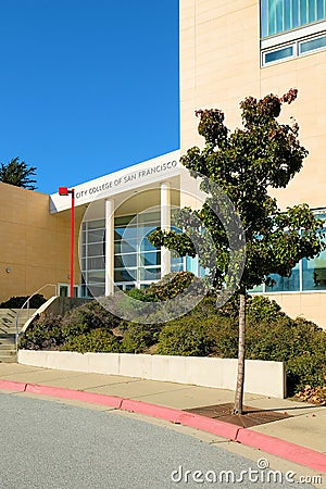 City College of San Francisco on a school building Editorial Stock Photo