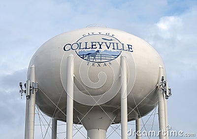 City of Colleyville Water Tower adjacent to Bransford Park Editorial Stock Photo