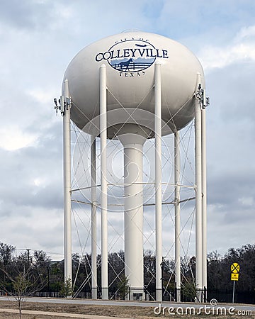 City of Colleyville Water Tower adjacent to Bransford Park Editorial Stock Photo