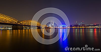 Cologne Night Skyline Stock Photo