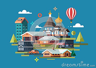 City. Colorful illustration. Vector Illustration