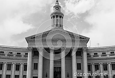 City and County Building of Denver in Monochrome Editorial Stock Photo