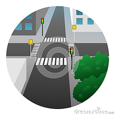 City crossroad Vector Illustration