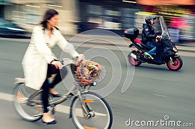 City cycle traffic Editorial Stock Photo