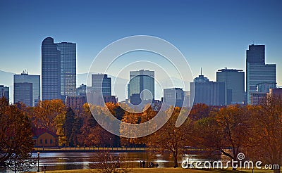 City of Denver Skyline Stock Photo