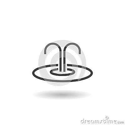 City drinking fountain icon with shadow Vector Illustration