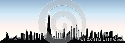 City Dubai skyline. UAE cityscape United Arab Emirates urban vie Vector Illustration