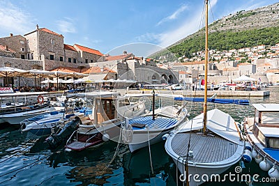 City Of Dubrovnik. Croatia In September 2018. view of boats in the Harbor Editorial Stock Photo