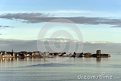 City of Dundee, Scotland seen from the river Stock Photo