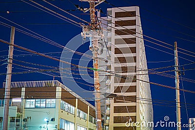 City electric wire net Stock Photo