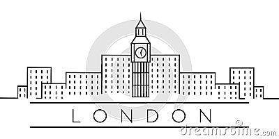 City of Europe, London line icon on white background Cartoon Illustration