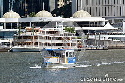 City ferry sailing over Brisbane river in Brisbane Queensland Australia Editorial Stock Photo