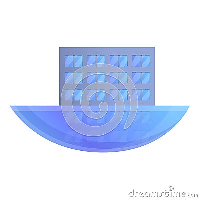 City flood icon, cartoon style Vector Illustration