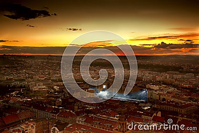 City with football stadion Stock Photo