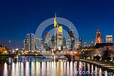 City of Frankfurt am Main skyline at night, Frankfurt, Germany. Editorial Stock Photo