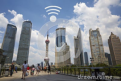 City free WIFI, Shanghai Editorial Stock Photo