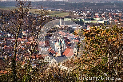 City of Freyburg Unstrut with the Sankt Marien church Stock Photo