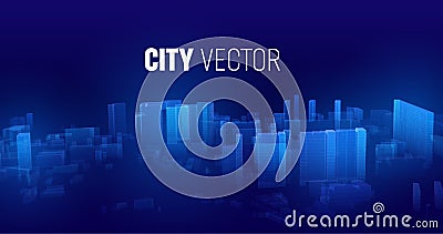 City future vector background. Cyberspace futuristic city in game. Cyberspace matrix technology Vector Illustration