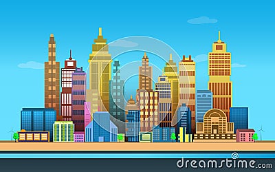 City Game Backgrounds ,2d game application. Vector Illustration