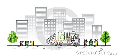 City garbage truck vector illustration Vector Illustration