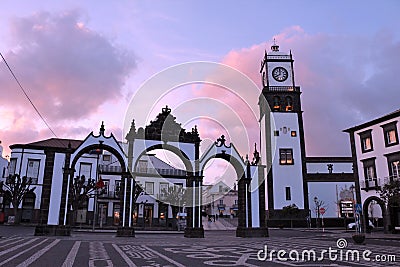 City Gate of Ponta Delgada. Editorial Stock Photo