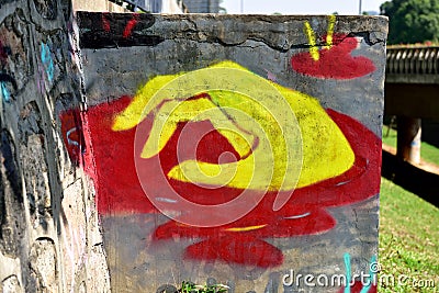 The city graffiti on the cement wall Editorial Stock Photo