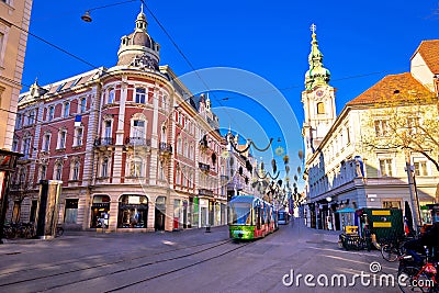 City of Graz Hauptplatz main square advent view Stock Photo