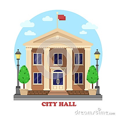 City hall architecture facade of building exterior Vector Illustration