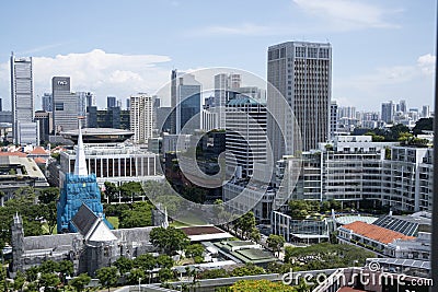 City Hall area in Singapore which located at the heart of civic district Editorial Stock Photo