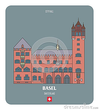 City Hall in Basel, Switzerland Vector Illustration
