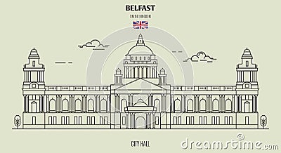 City Hall in Belfast, UK. Landmark icon Vector Illustration