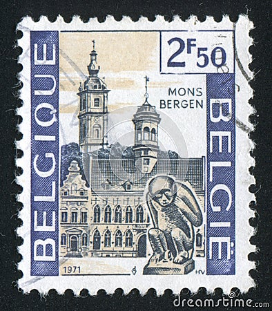 City Hall and Belfry, Mons Editorial Stock Photo