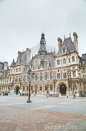 City Hall building Hotel de Ville in Paris Editorial Stock Photo