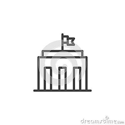 City hall building line icon Vector Illustration