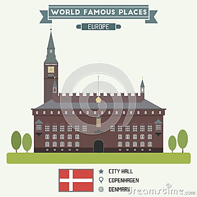 City Hall. Copenhagen Vector Illustration