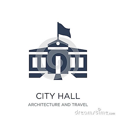 City hall icon. Trendy flat vector City hall icon on white background from Architecture and Travel collection Vector Illustration