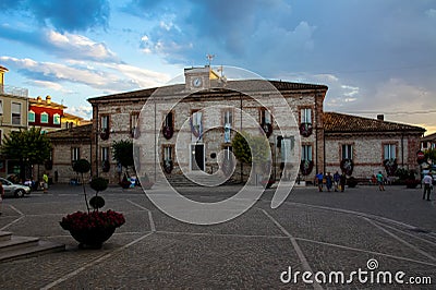 City Hall, market in Numana. Riviera del Conero in Italy, Marche region. Stock Photo