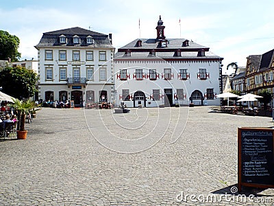 City Hall with market square in Linz at the Rhine Editorial Stock Photo