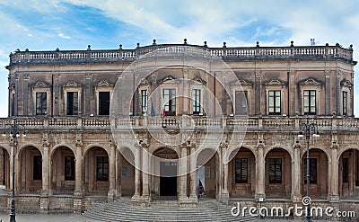 City hall, Noto, Sicily, Italy Stock Photo