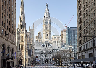 City Hall, Philadelphia, Pennsylvania from North Broad Street Editorial Stock Photo